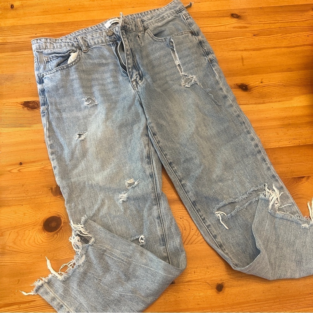 Graffiti ripped destroyed denim jean ankle cropped women size 11 waist 29